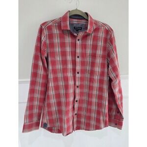 Estivaneli Mens Red Plaid Long Sleeve Button Down Cotton Shirt Small S/P